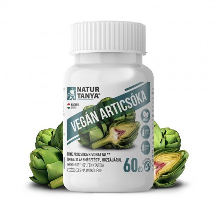 Natur Tanya® Vegán Articsóka – Standardizált articsóka kivonat, ornitin aminosavval és B-vitaminokkal. Egészséges májműködés, emésztés és bélkomfort. 