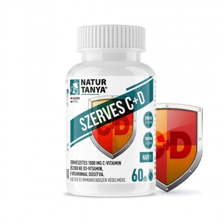 Natur Tanya SZERVES C+D - 1000 mg C-vitamin és 2000 NE D3-vitamin, E-vitaminnal dúsítva 