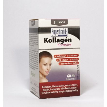 JutaVit Kollagén komplex + hialuronsav + C-vitamin + szerves cink + Biotin + B2-vitamin + B3-vitamin, 60db