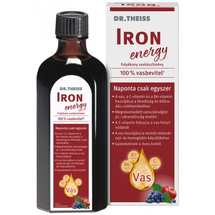 Dr.Theiss iron energy folyékony étrend-kiegészítő vassal és vitaminokkal, édesítőszerrel 500 ml