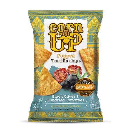 Corn Up tortilla chips fekete olivabogyó és paradicsom ízű 60 g