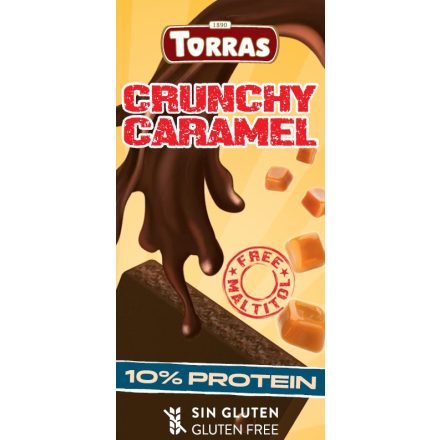 Torras crunchy étcsokoládé édesítőszerrel és extrudált szójafehérjével, karamellel és sóval 100 g